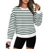 imageWIHOLL Womens Long Sleeve Crop Tops Crewneck Pullover Shirts Lightweight Sweatshirts 2024 Fall Fashion ClothesA  Green Black Stripe
