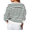 imageWIHOLL Womens Long Sleeve Crop Tops Crewneck Pullover Shirts Lightweight Sweatshirts 2024 Fall Fashion ClothesA  Green Black Stripe