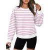 imageWIHOLL Womens Long Sleeve Crop Tops Crewneck Pullover Shirts Lightweight Sweatshirts 2024 Fall Fashion ClothesA  Pink Purple Stripe