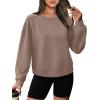 imageWIHOLL Womens Long Sleeve Crop Tops Crewneck Pullover Shirts Lightweight Sweatshirts 2024 Fall Fashion ClothesB  Coffee Grey
