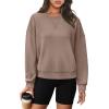imageWIHOLL Womens Long Sleeve Crop Tops Crewneck Pullover Shirts Lightweight Sweatshirts 2024 Fall Fashion ClothesB  Coffee Grey