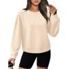 imageWIHOLL Womens Long Sleeve Crop Tops Crewneck Pullover Shirts Lightweight Sweatshirts 2024 Fall Fashion ClothesC  Apricot