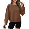 imageWIHOLL Womens Long Sleeve Crop Tops Crewneck Pullover Shirts Lightweight Sweatshirts 2024 Fall Fashion ClothesE  Coffee