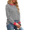 imageWIHOLL Womens Tunic Tops Long Sleeve Striped Shirts Crewneck TopsBlackRed