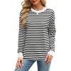 imageWIHOLL Womens Tunic Tops Long Sleeve Striped Shirts Crewneck TopsBlackWhite