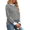 imageWIHOLL Womens Tunic Tops Long Sleeve Striped Shirts Crewneck TopsBlackWhite