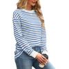 imageWIHOLL Womens Tunic Tops Long Sleeve Striped Shirts Crewneck TopsBlue