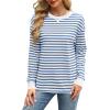 imageWIHOLL Womens Tunic Tops Long Sleeve Striped Shirts Crewneck TopsBlue