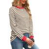 imageWIHOLL Womens Tunic Tops Long Sleeve Striped Shirts Crewneck TopsBrown
