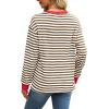 imageWIHOLL Womens Tunic Tops Long Sleeve Striped Shirts Crewneck TopsBrown
