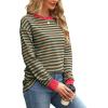 imageWIHOLL Womens Tunic Tops Long Sleeve Striped Shirts Crewneck TopsBrown Blue
