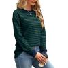 imageWIHOLL Womens Tunic Tops Long Sleeve Striped Shirts Crewneck TopsDark Green