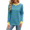 imageWIHOLL Womens Tunic Tops Long Sleeve Striped Shirts Crewneck TopsGreen