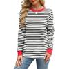 imageWIHOLL Womens Tunic Tops Long Sleeve Striped Shirts Crewneck TopsGrey