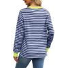 imageWIHOLL Womens Tunic Tops Long Sleeve Striped Shirts Crewneck TopsGrey Blue