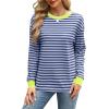 imageWIHOLL Womens Tunic Tops Long Sleeve Striped Shirts Crewneck TopsGrey Blue