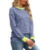 imageWIHOLL Womens Tunic Tops Long Sleeve Striped Shirts Crewneck TopsGrey Blue