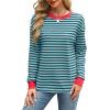 imageWIHOLL Womens Tunic Tops Long Sleeve Striped Shirts Crewneck TopsGrey Green