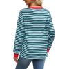 imageWIHOLL Womens Tunic Tops Long Sleeve Striped Shirts Crewneck TopsGrey Green
