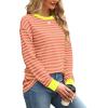 imageWIHOLL Womens Tunic Tops Long Sleeve Striped Shirts Crewneck TopsOrange