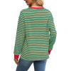 imageWIHOLL Womens Tunic Tops Long Sleeve Striped Shirts Crewneck TopsOrange Dark Green