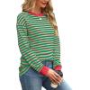 imageWIHOLL Womens Tunic Tops Long Sleeve Striped Shirts Crewneck TopsOrange Dark Green