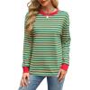 imageWIHOLL Womens Tunic Tops Long Sleeve Striped Shirts Crewneck TopsOrange Dark Green