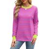 imageWIHOLL Womens Tunic Tops Long Sleeve Striped Shirts Crewneck TopsPink