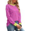 imageWIHOLL Womens Tunic Tops Long Sleeve Striped Shirts Crewneck TopsPink