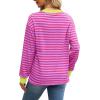 imageWIHOLL Womens Tunic Tops Long Sleeve Striped Shirts Crewneck TopsPink