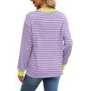 imageWIHOLL Womens Tunic Tops Long Sleeve Striped Shirts Crewneck TopsPink Blue