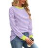 imageWIHOLL Womens Tunic Tops Long Sleeve Striped Shirts Crewneck TopsPink Blue
