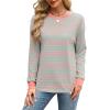 imageWIHOLL Womens Tunic Tops Long Sleeve Striped Shirts Crewneck TopsPink Light Green