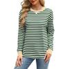 imageWIHOLL Womens Tunic Tops Long Sleeve Striped Shirts Crewneck TopsWhite Green