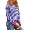 imageWIHOLL Womens Tunic Tops Long Sleeve Striped Shirts Crewneck TopsWhite Navy Blue