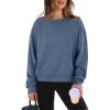 imageWIHOLL Womens Long Sleeve Crop Tops Crewneck Pullover Shirts Lightweight Sweatshirts 2024 Fall Fashion ClothesB  Blue