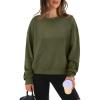 imageWIHOLL Womens Long Sleeve Crop Tops Crewneck Pullover Shirts Lightweight Sweatshirts 2024 Fall Fashion ClothesE  Green