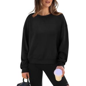imageWIHOLL Womens Long Sleeve Crop Tops Crewneck Pullover Shirts Lightweight Sweatshirts 2024 Fall Fashion ClothesB  Black