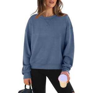 imageWIHOLL Womens Long Sleeve Crop Tops Crewneck Pullover Shirts Lightweight Sweatshirts 2024 Fall Fashion ClothesB  Blue