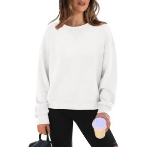 imageWIHOLL Womens Long Sleeve Crop Tops Crewneck Pullover Shirts Lightweight Sweatshirts 2024 Fall Fashion ClothesC  White