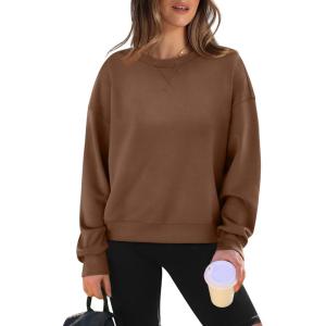 imageWIHOLL Womens Long Sleeve Crop Tops Crewneck Pullover Shirts Lightweight Sweatshirts 2024 Fall Fashion ClothesE  Coffee