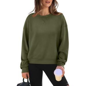 imageWIHOLL Womens Long Sleeve Crop Tops Crewneck Pullover Shirts Lightweight Sweatshirts 2024 Fall Fashion ClothesE  Green