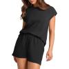 imageWIHOLL 2 Piece Sets for Women Casual Summer Travel Vacation Outfits Cap Sleeve Shorts Lounge SetBlack
