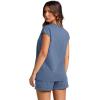 imageWIHOLL 2 Piece Sets for Women Casual Summer Travel Vacation Outfits Cap Sleeve Shorts Lounge SetBlue Grey