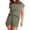 imageWIHOLL 2 Piece Sets for Women Casual Summer Travel Vacation Outfits Cap Sleeve Shorts Lounge SetGreen