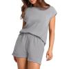 imageWIHOLL 2 Piece Sets for Women Casual Summer Travel Vacation Outfits Cap Sleeve Shorts Lounge SetGrey