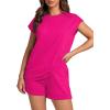 imageWIHOLL 2 Piece Sets for Women Casual Summer Travel Vacation Outfits Cap Sleeve Shorts Lounge SetHot Pink