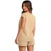 imageWIHOLL 2 Piece Sets for Women Casual Summer Travel Vacation Outfits Cap Sleeve Shorts Lounge SetKhaki