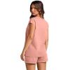 imageWIHOLL 2 Piece Sets for Women Casual Summer Travel Vacation Outfits Cap Sleeve Shorts Lounge SetPink