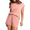 imageWIHOLL 2 Piece Sets for Women Casual Summer Travel Vacation Outfits Cap Sleeve Shorts Lounge SetPink